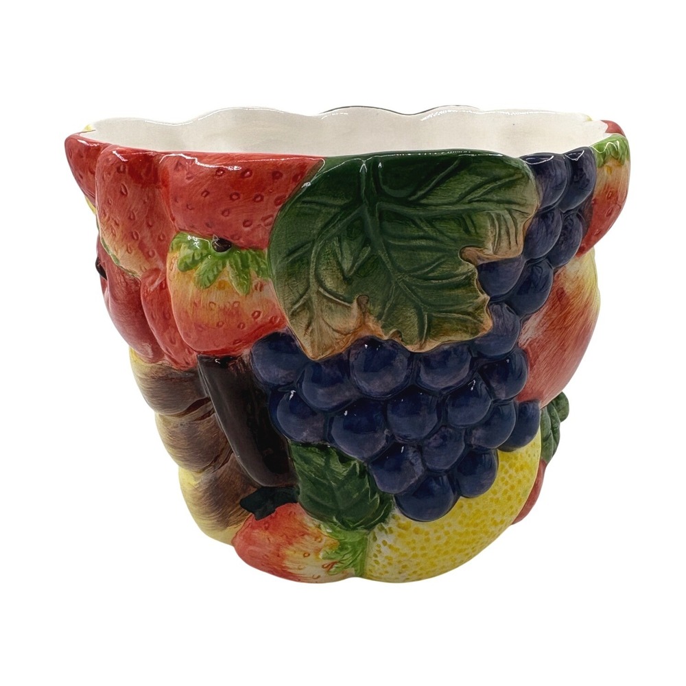 Fitz and Floyd Calypso Majolica Ceramic Utensil Holder Planter Vase SC070 7"